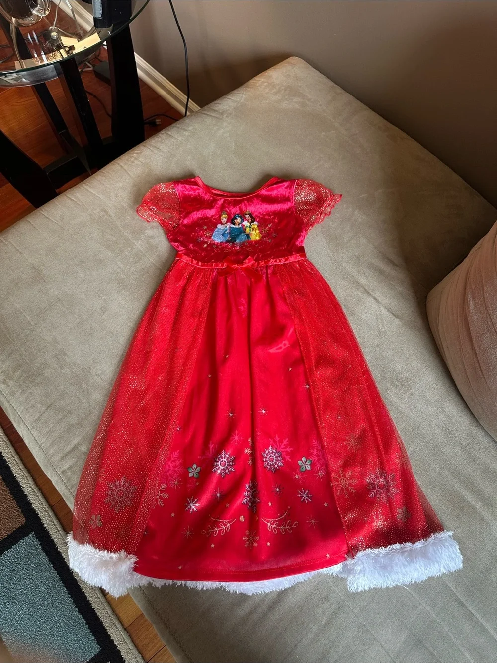 Disney Princess Toddler Girl's Christmas Holiday Red Poinsettia Nightgown